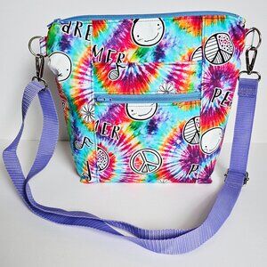 NEW Rainbow Peace Tie Dye Crossbody Purse | Lightweight Washable Shoulder Bag